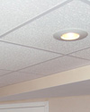 Dropped ceilings accommodate a variety of lighting fixtures.