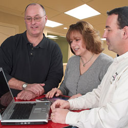 Working with our basement finishing software in a home with our representative