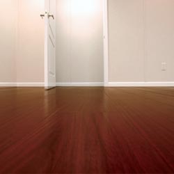 Synthetic wood basement flooring